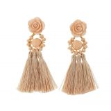 Boucles d'oreilles femme pendantes à franges Fleur ROSE