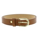 Women genuine Italian leather belt with golden Buckle, LUNA