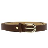 Women genuine Italian leather belt with golden Buckle, LUNA