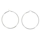 Boucles d'oreilles femme créole rhodiés 75 mm, Acier inoxydable PRIMEROSE