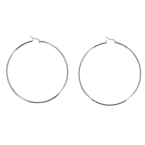 Boucles d'oreilles créole rhodiés 70 mm PRIMEROSE