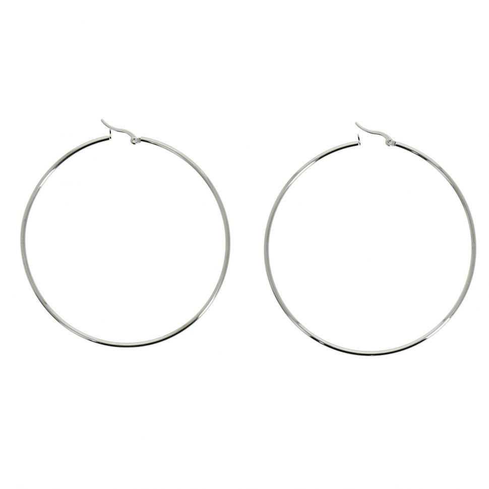 Boucles d'oreilles créole rhodiés 70 mm PRIMEROSE