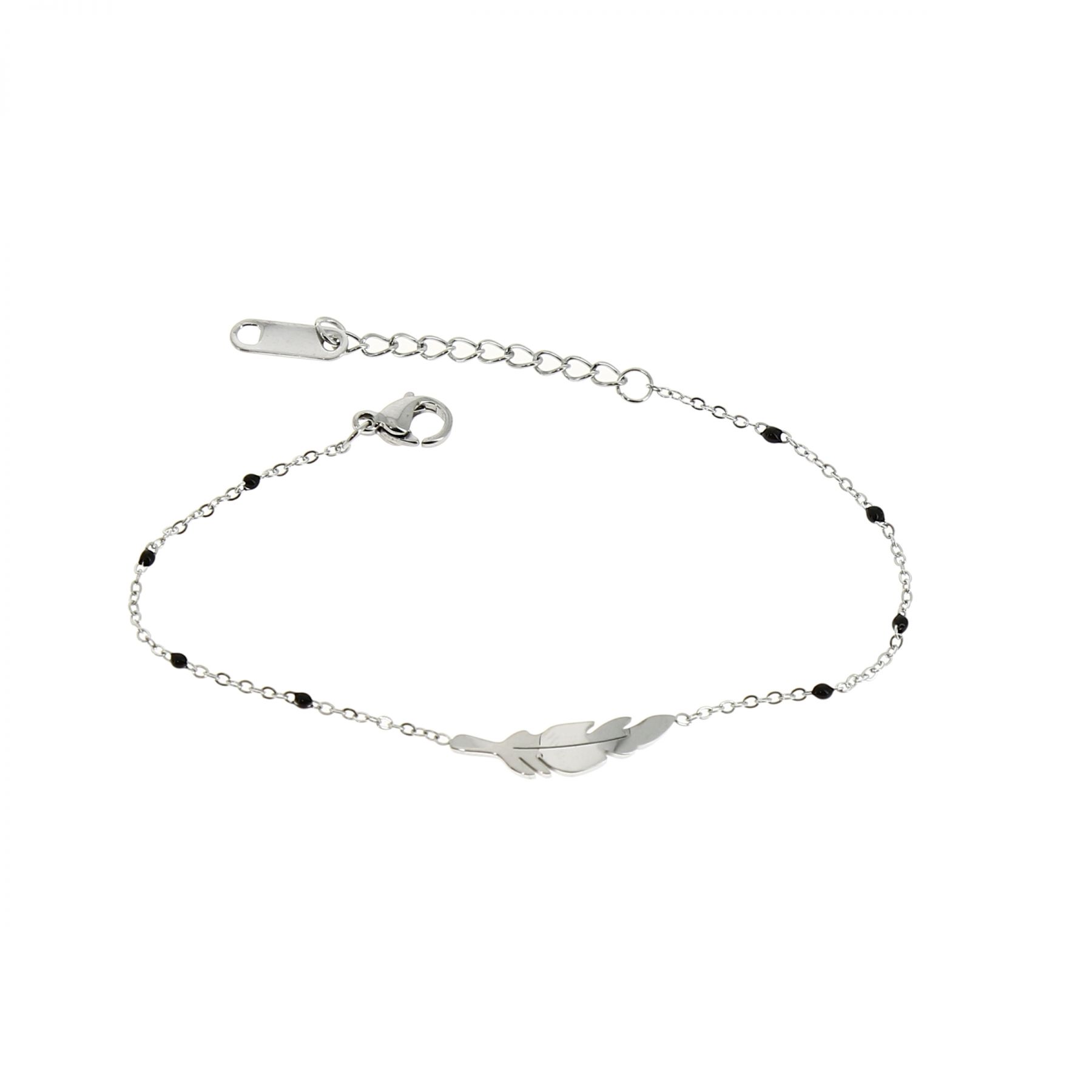 Bracelet femme acier inoxydable adjustable plume, KELYS