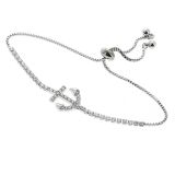 Bracelet femme "ANCRE" strass en cristal de Zirconium acier inoxydable adjustable LEONIE