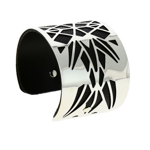 Bracelet cuff metal leatherette ANGELINA