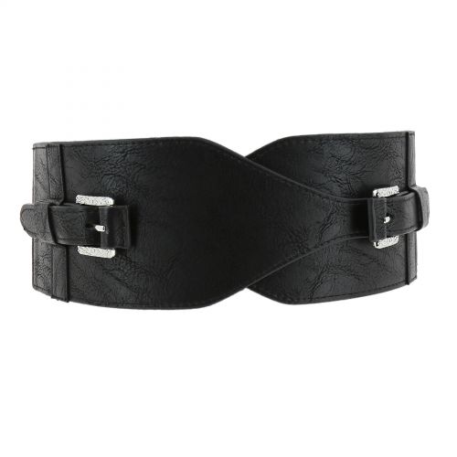 Double Buckle Wide Waist Elasticated Woman Belt, SACHA