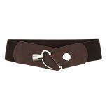 Wide Waist with Silver Buckle Elasticated Woman Belt ELVIRE