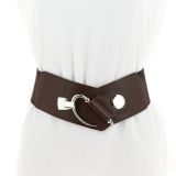 Wide Waist with Silver Buckle Elasticated Woman Belt ELVIRE