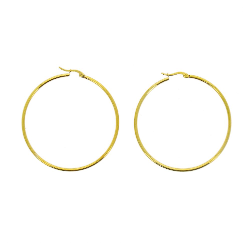 50mm rhodium Creole Earrings ROKIA