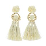 Boucles d'oreilles femme pendantes à franges Fleur ROSE