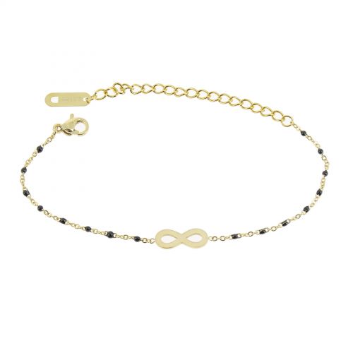 Bracelet femme acier inoxydable adjustable infini et perle HABIBE