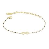 Bracelet femme acier inoxydable adjustable infini et perle HABIBE