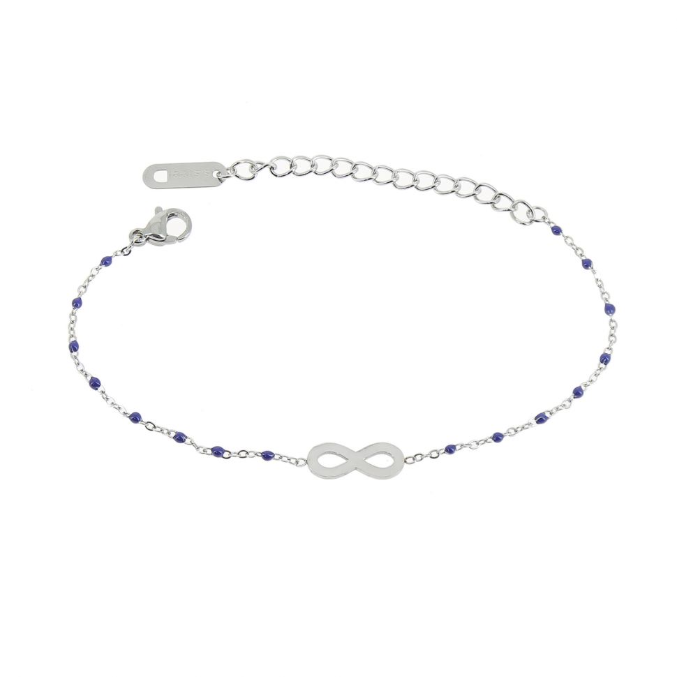 Bracelet femme acier inoxydable adjustable infini et perle HABIBE