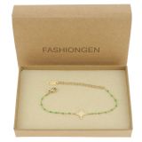 Bracelet femme acier inoxydable adjustable perle HACI