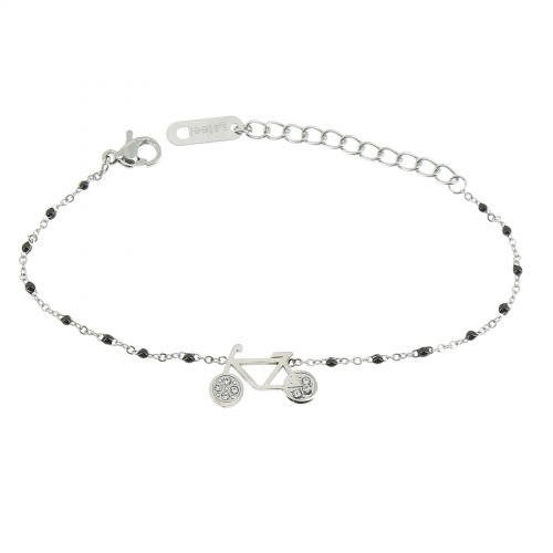 Bracelet femme acier inoxydable adjustable strass perle ASHLEY 