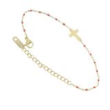 Bracelet femme acier inoxydable adjustable strass perle Croix, LEXIE