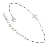 Bracelet femme acier inoxydable adjustable strass perle LEXIE