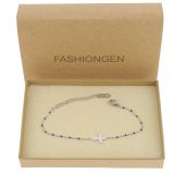 Bracelet femme acier inoxydable adjustable strass perle LEXIE