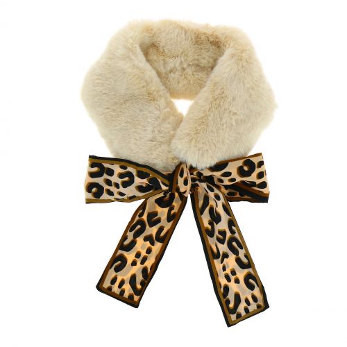 Bufanda de piel acrílica, leopardo, cuello de invierno CHANTAL
