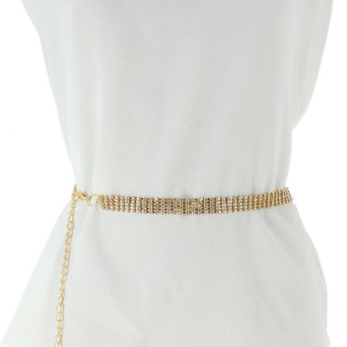 Woman's Lady Fashion Metal Chain Style Belt with strass, body chain jewel, ZIA