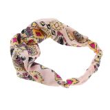 Damen Stirnband, Headband elastische Blume gedruckt KATI