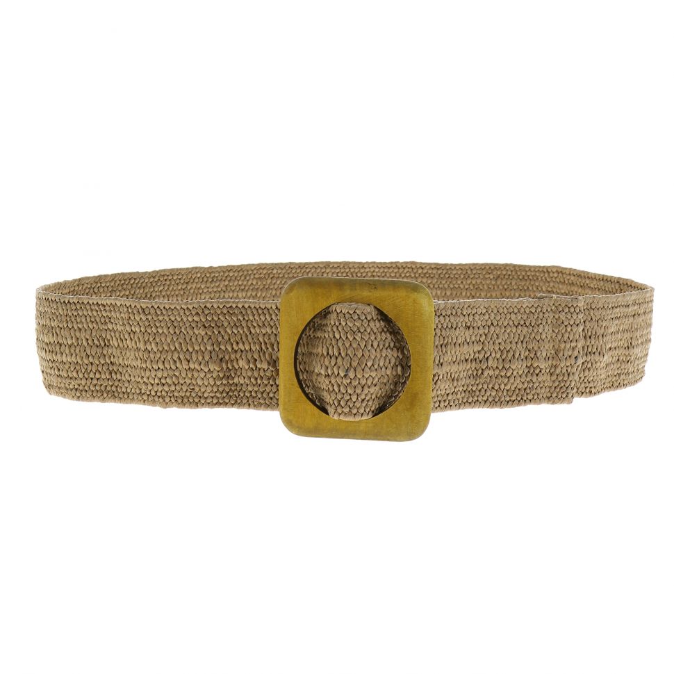 Damen Elastischer Breiter Gürtel Boho Ethnischen Bund Wulstig Holz Schnalle für 