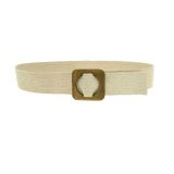 Braided Elastic Waist Belt with Wooden Buckle, Made in France, CHARLOTTE