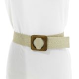 Braided Elastic Waist Belt with Wooden Buckle, Made in France, CHARLOTTE