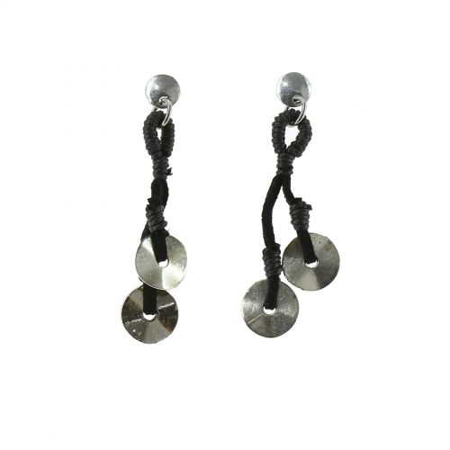 Boucles d'oreilles, pièce et cuir