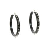 Boucles d'oreilles acrylique,5664 NOIR-ARGNTE