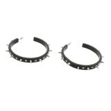 Boucles d'oreilles acrylique,5664 NOIR-ARGNTE