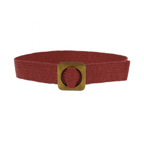 Braided Elastic Waist Belt with Wooden Buckle, Made in France, CHARLOTTE