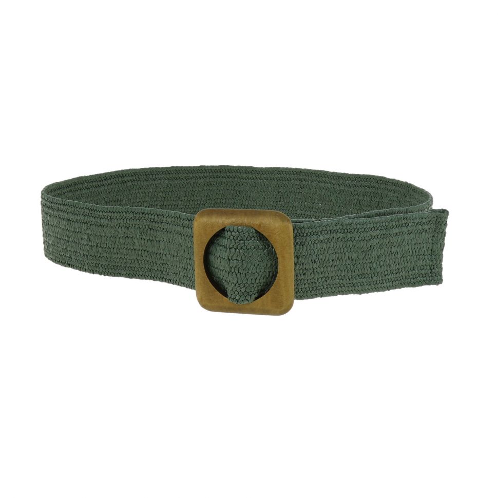 Ceinture femme élastique tressé avec boucle en Bois, Fabriqué en France, CHARLOTTE