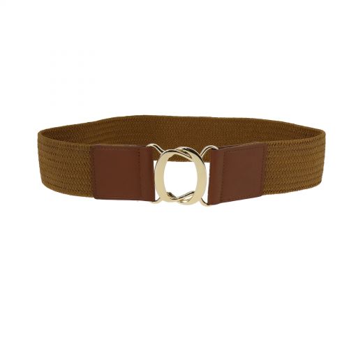 Ceinture élastique tressé à boucle argenté doré pour femme, VALERIA