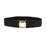 Ceinture élastique tressé à boucle argenté doré pour femme, VALERIA