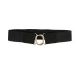 Ceinture élastique tressé à boucle argenté doré pour femme, VALERIA