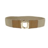 Ceinture élastique tressé à boucle argenté doré pour femme, VALERIA