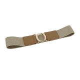 Ceinture élastique tressé à boucle argenté doré pour femme, VALERIA