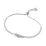 Bracelet Doré à l'Or fin Feuille à strass Zirconium adjustable pour femme, MIYA