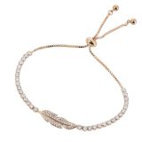 Bracelet Doré à l'Or fin Feuille à strass Zirconium adjustable pour femme, MIYA