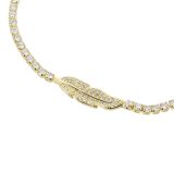 Bracelet Doré à l'Or fin Feuille à strass Zirconium adjustable pour femme, MIYA