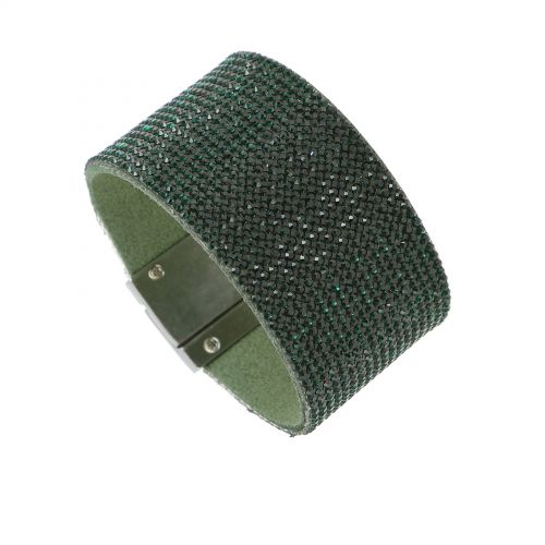 Bracelet suede cuff rhinestone JAYA