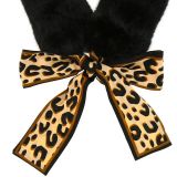 Bufanda de piel acrílica, leopardo, cuello de invierno CHANTAL