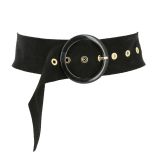 Women genuine Italian Suede Leather Belt, ANETTE, Made in France