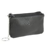 Leather double zip Coin Purse for Men and Women