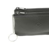 Porte-monnaie en cuir à double compartiment à zip, pour homme et femme