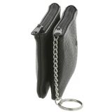 Porte-monnaie en cuir à double compartiment à zip, pour homme et femme