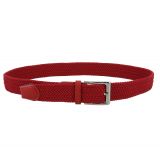 Leather Elastic Belt for Men and Woman, chrome Belt Buckle Stretch Woven Belt, PERDERSEN