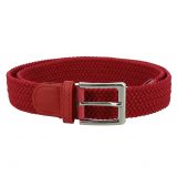 Leather Elastic Belt for Men and Woman, chrome Belt Buckle Stretch Woven Belt, PERDERSEN