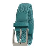 Leather Elastic Belt for Men and Woman, chrome Belt Buckle Stretch Woven Belt, PERDERSEN